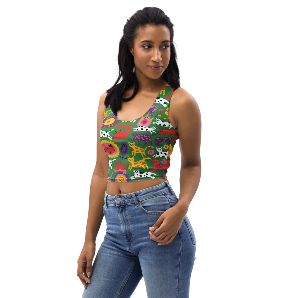 Chromatic Cat Parade on Crop Top — Left Front