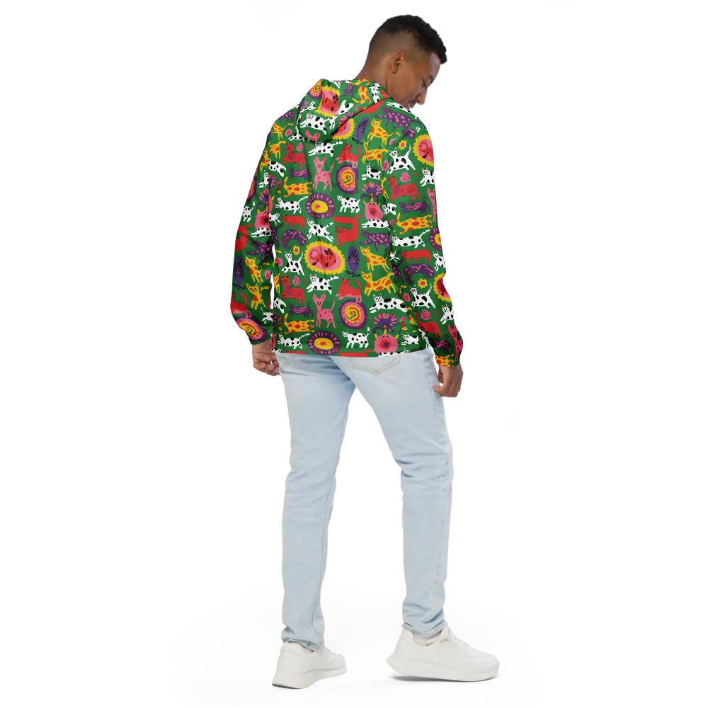 Chromatic Cat Parade on Men's Windbreaker — Back