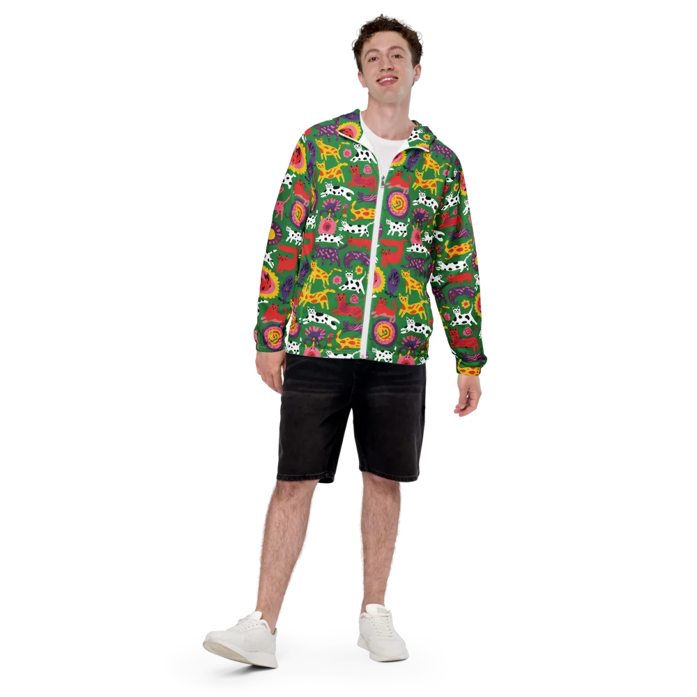 Chromatic Cat Parade on Men's Windbreaker — Front