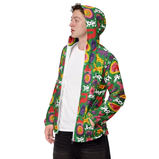 Chromatic Cat Parade on a Men's Windbreaker