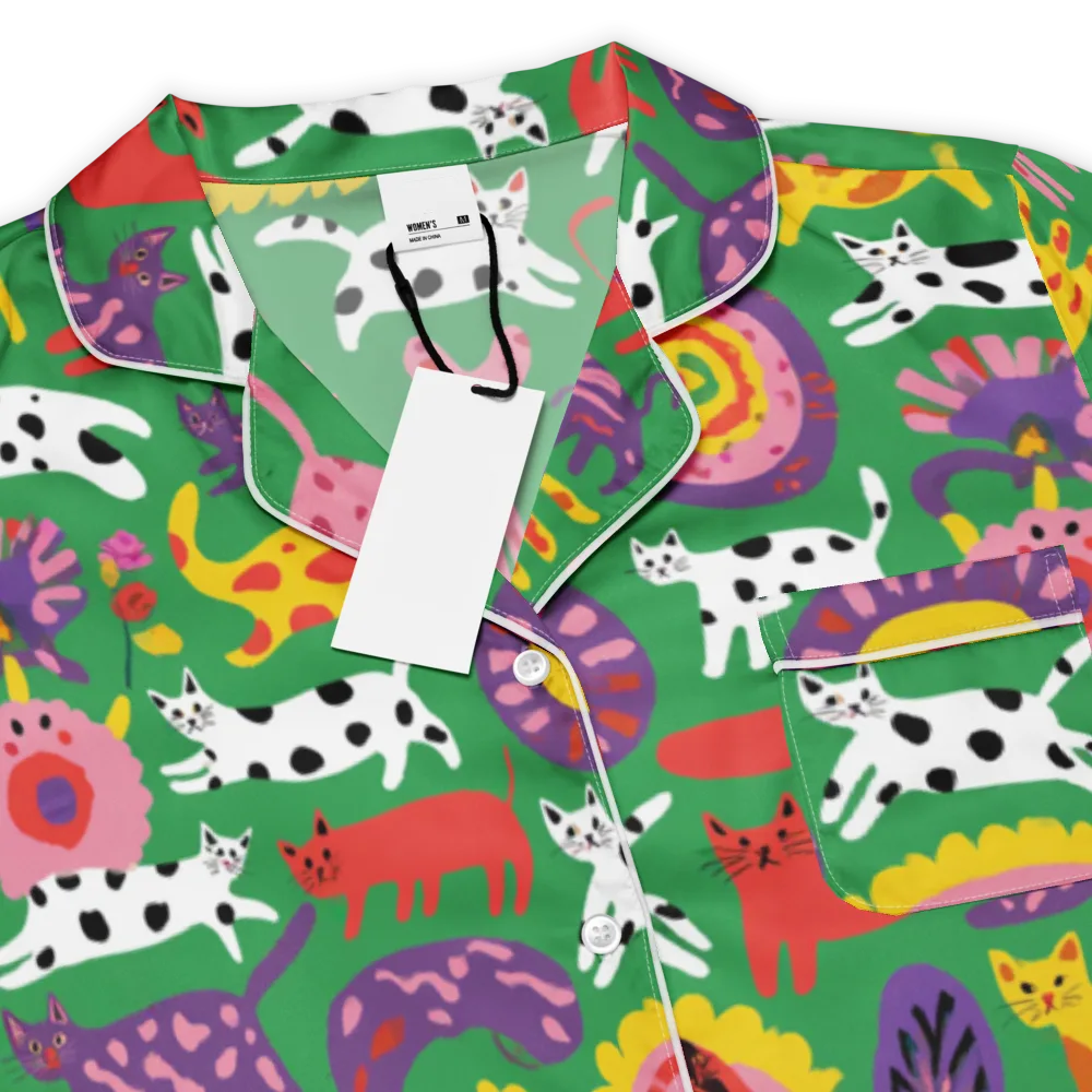 Chromatic Cat Parade on Women's Short Sleeve Pajama Top — Product details