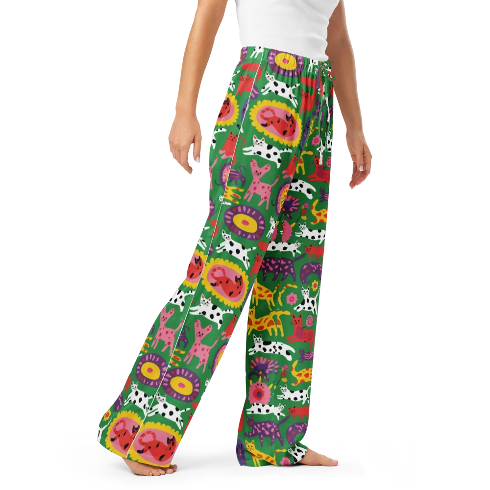 Chromatic Cat Parade on Women's Pajama Pants — Right Front
