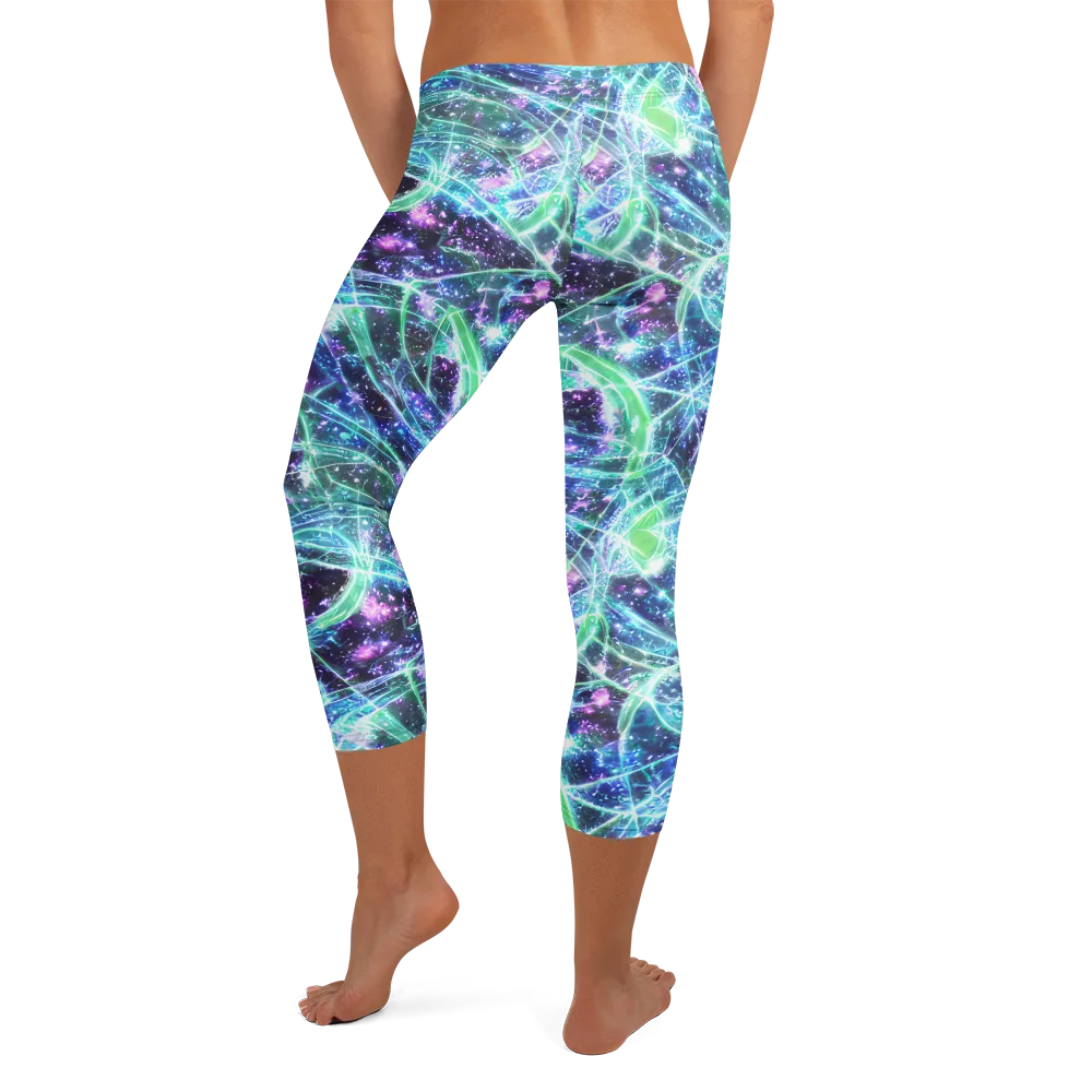 Astral Jungle on Capri Leggings — Back
