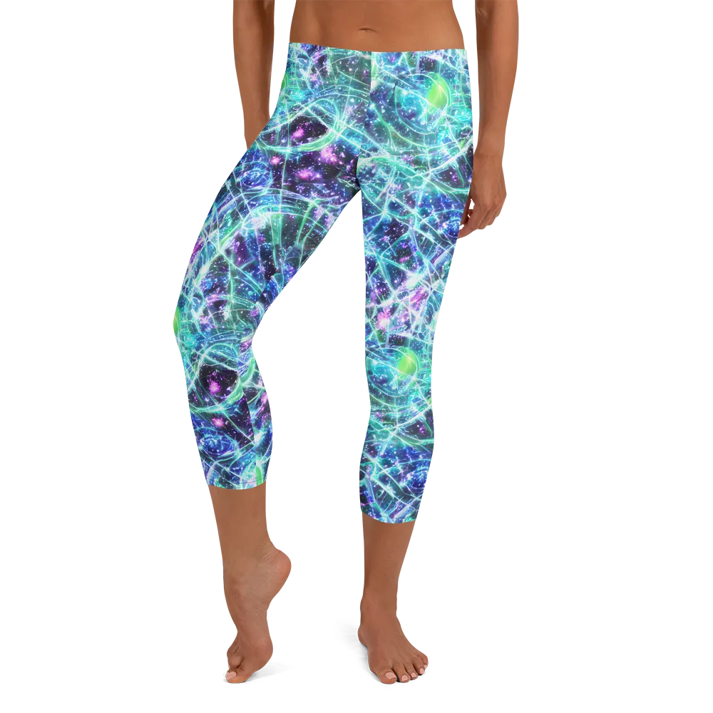 Astral Jungle on Capri Leggings — Front