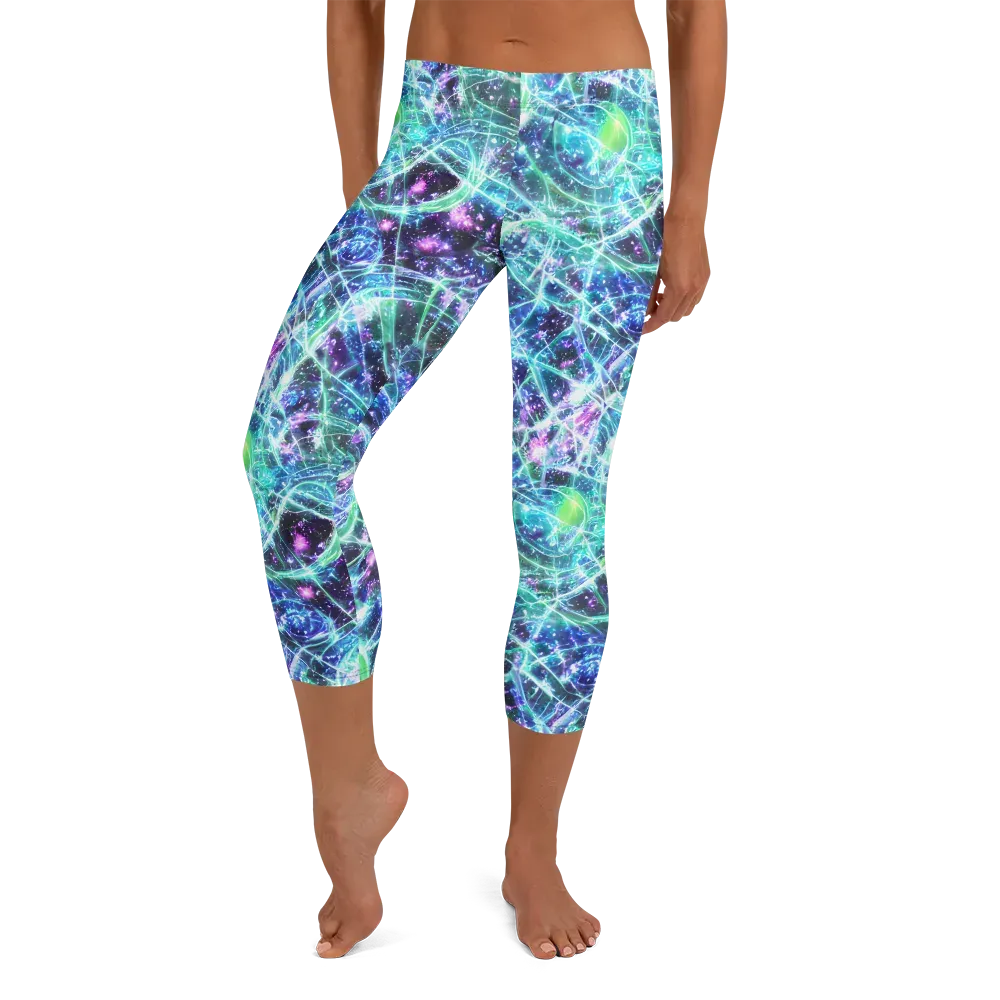 Astral Jungle on Capri Leggings — Front