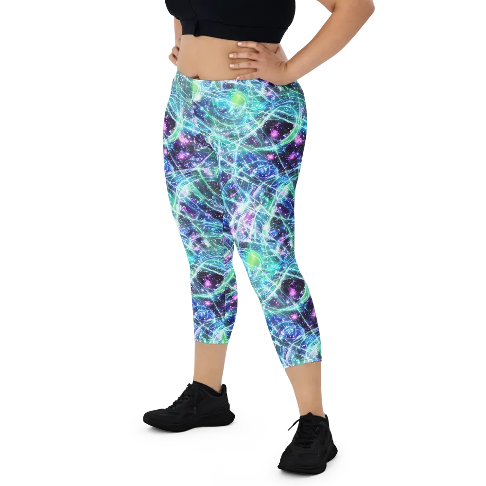 Astral Jungle on Capri Leggings — Front