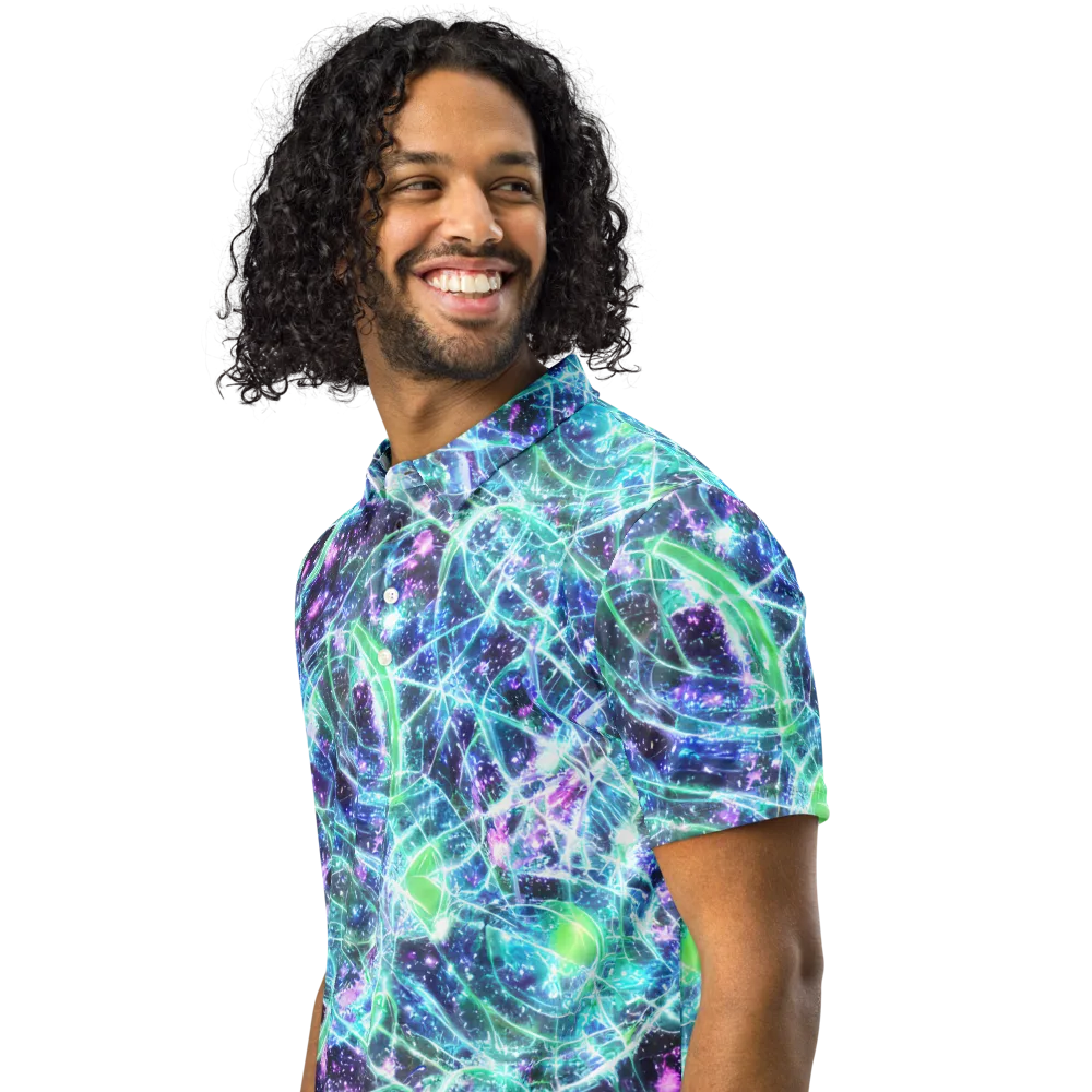 Astral Jungle on Men's Slim Fit Polo Shirt — Left Front