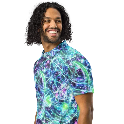 Astral Jungle on a Men's Slim Fit Polo Shirt