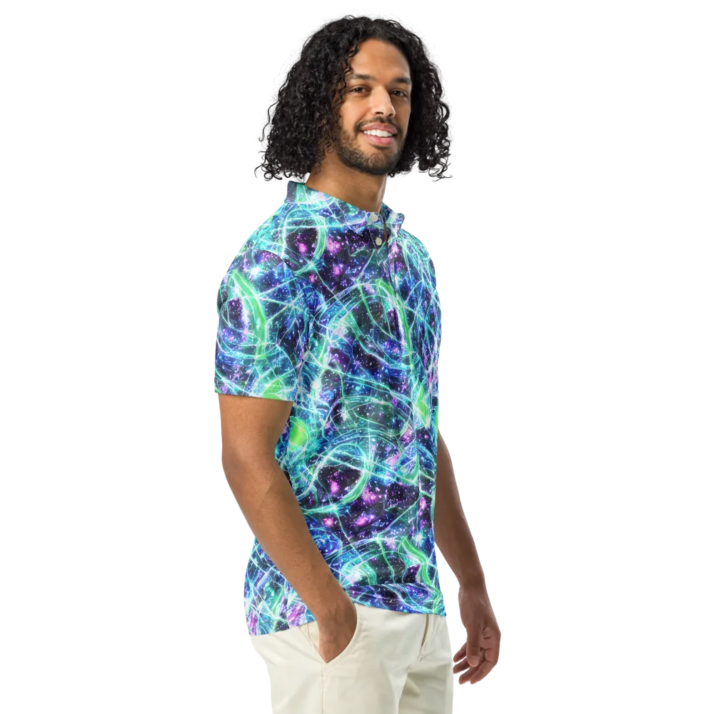 Astral Jungle on Men's Slim Fit Polo Shirt — Right Front