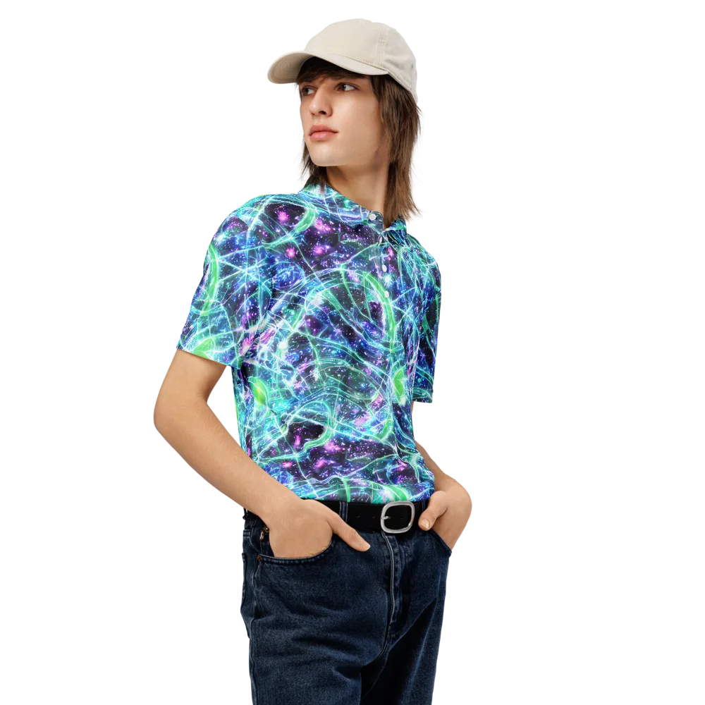 Astral Jungle on Men's Slim Fit Polo Shirt — Right Front