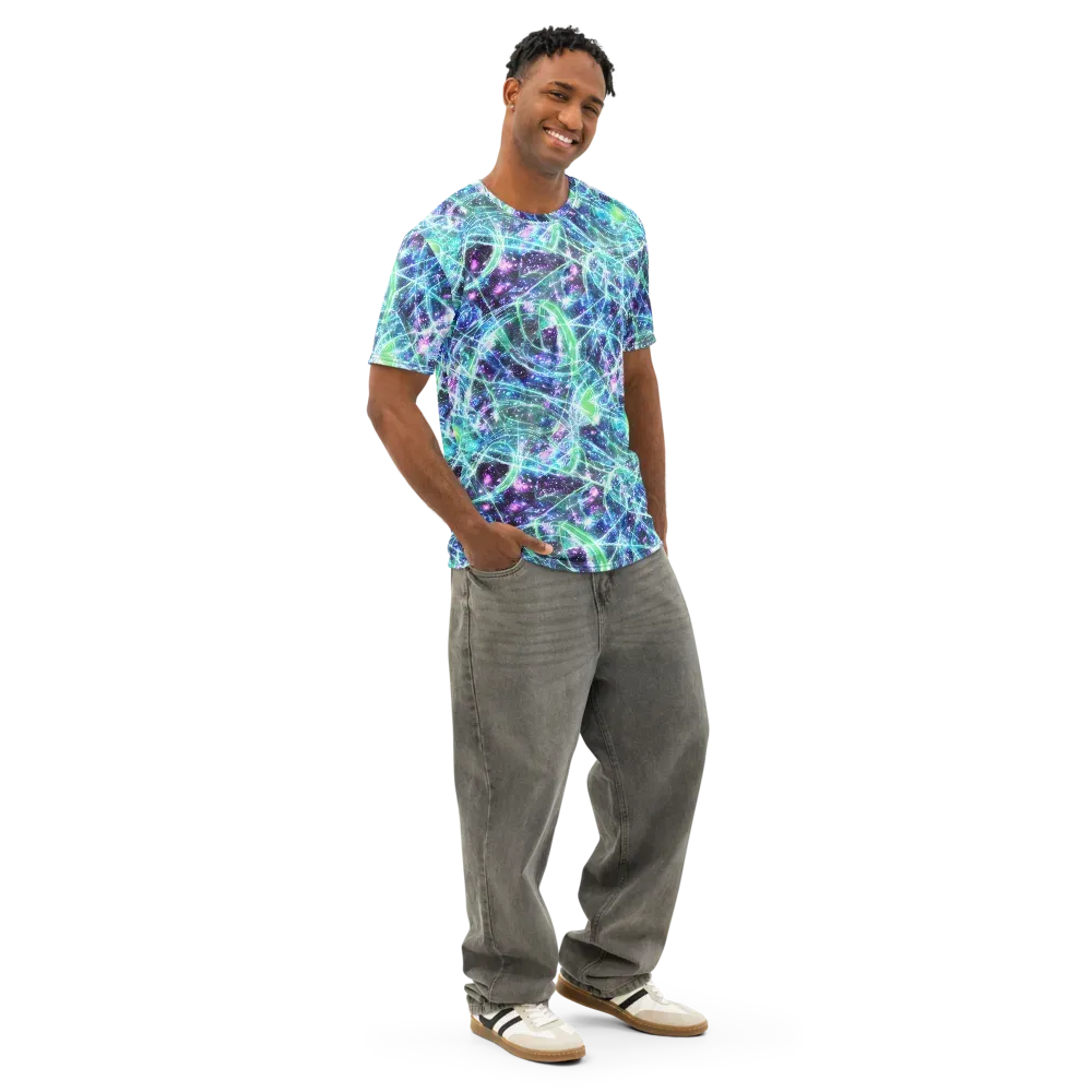 Astral Jungle on Men's Cotton Crew Neck T-Shirt — Right Front