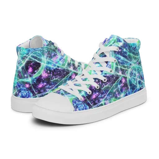 Astral Jungle on a Men's High Top Canvas Shoes