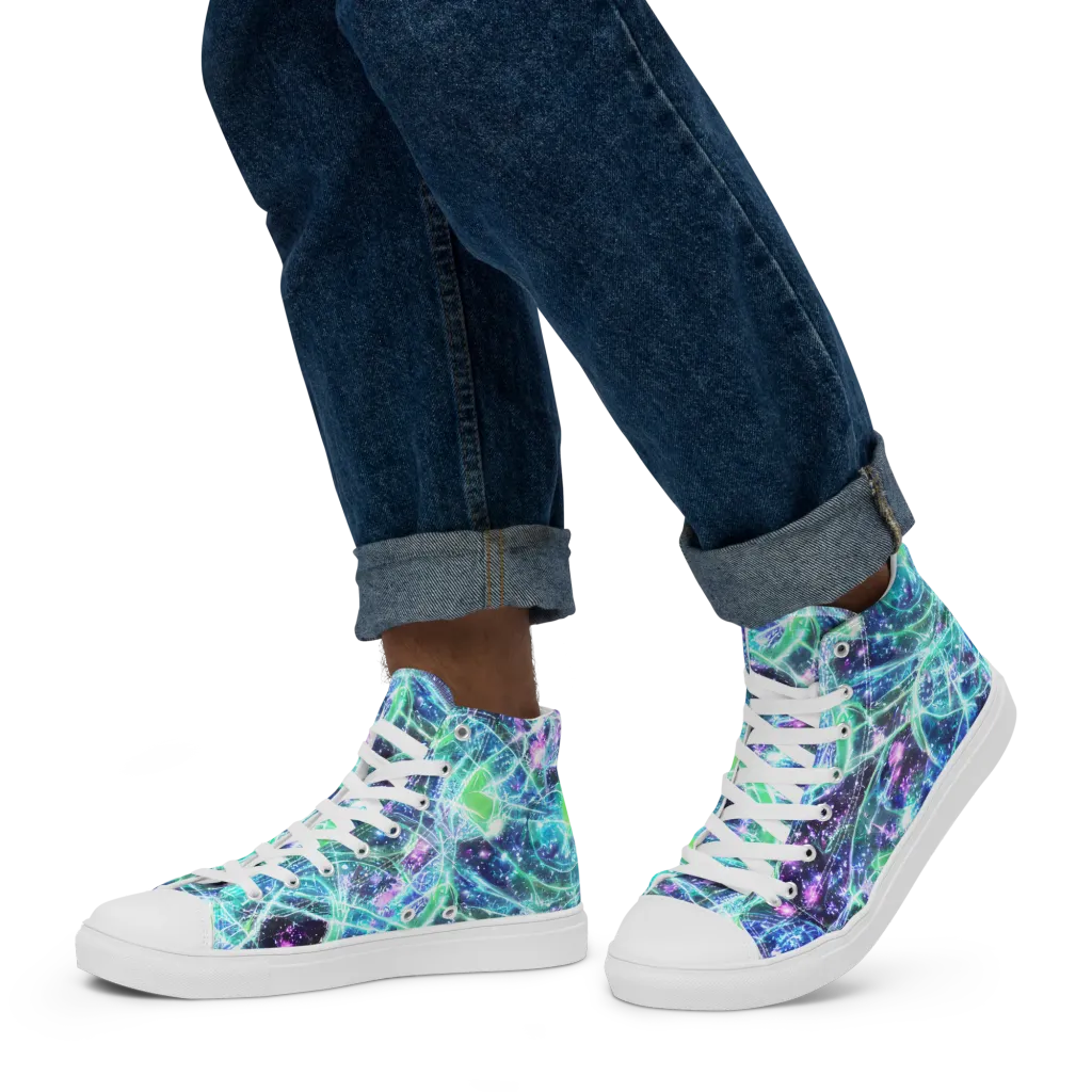 Astral Jungle on Men's High Top Canvas Shoes — Left