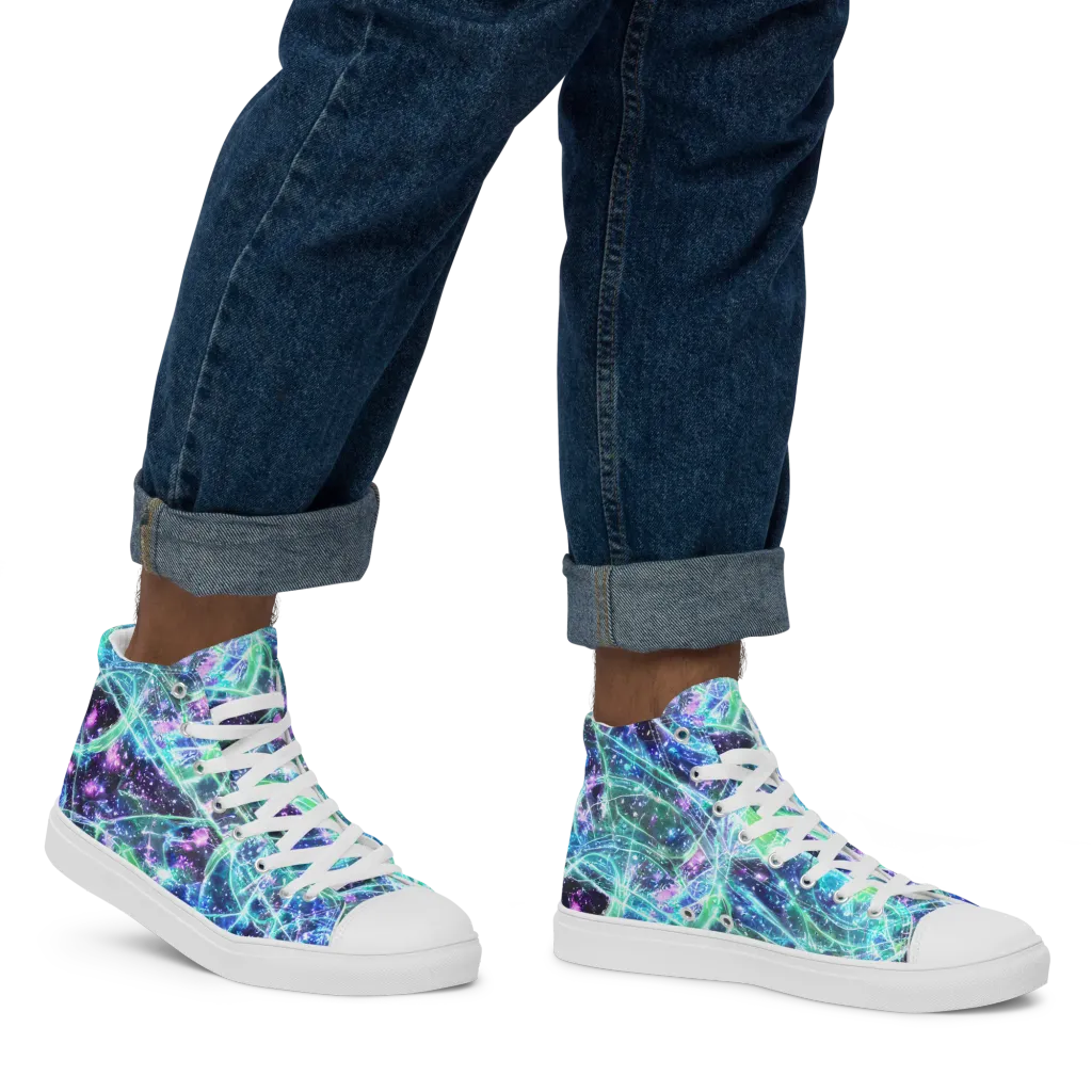 Astral Jungle on Men's High Top Canvas Shoes — Right
