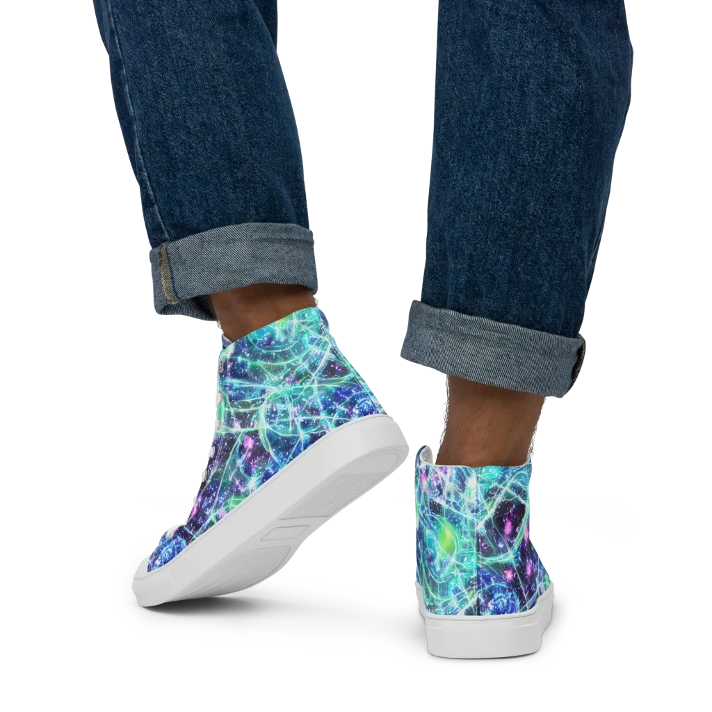 Astral Jungle on Men's High Top Canvas Shoes — Back