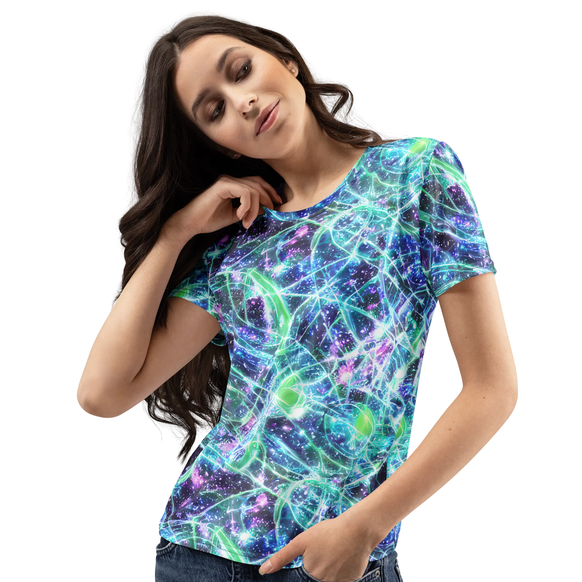 Astral Jungle on Women's Crew Neck T-Shirt — Left Front