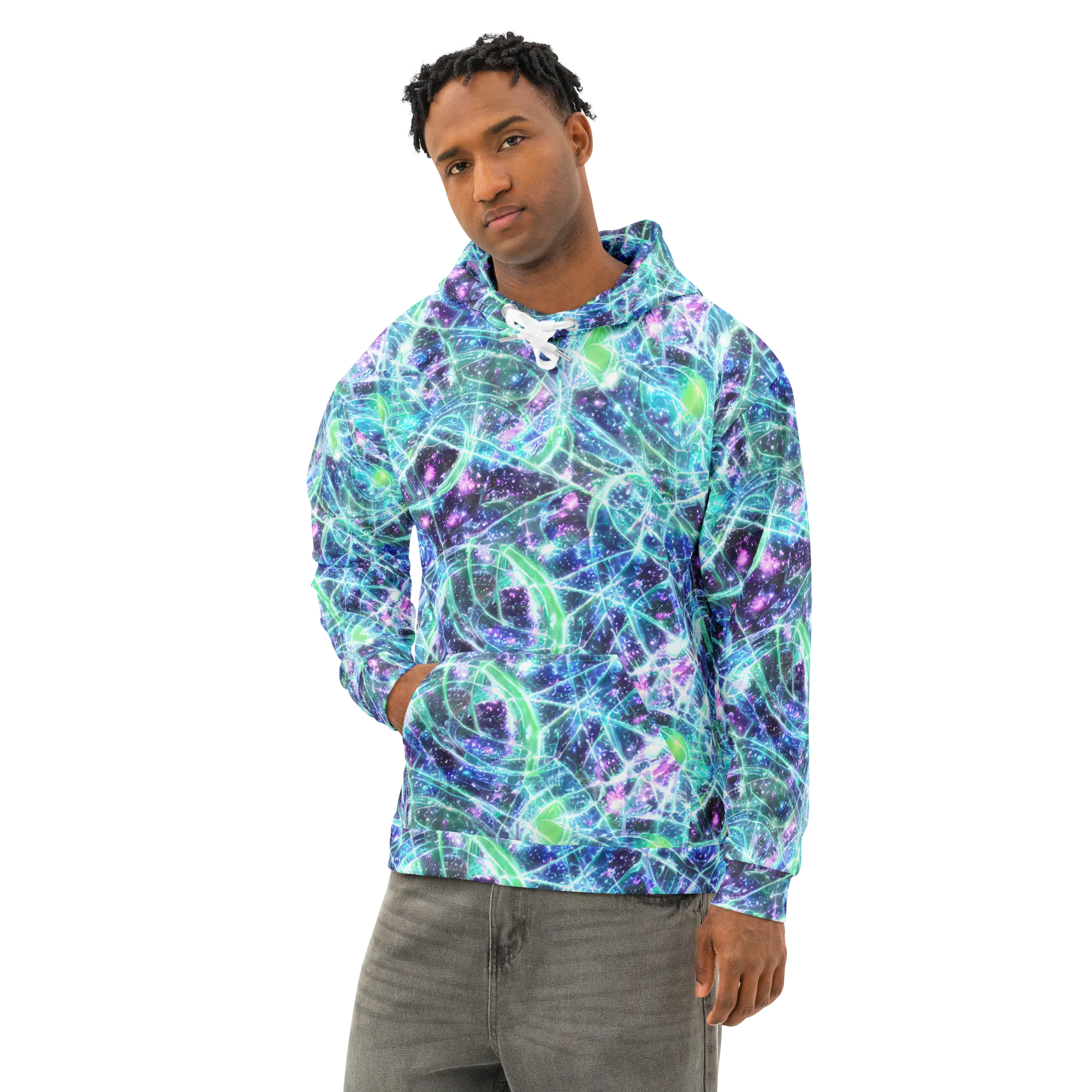 Astral Jungle on Cotton Hoodie — Left Front