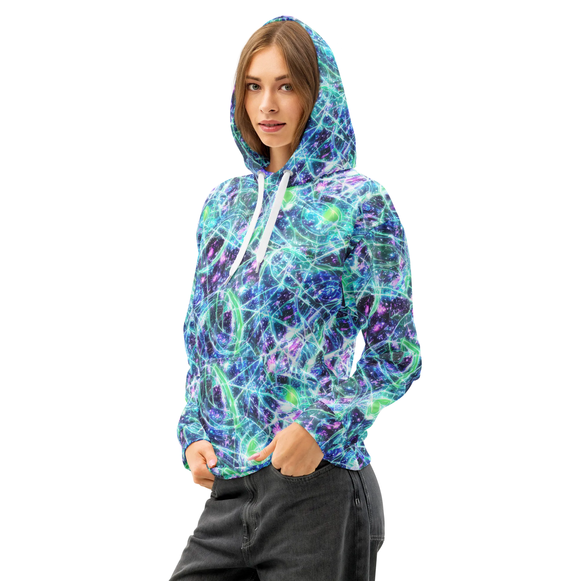 Astral Jungle on Cotton Hoodie — Left Front