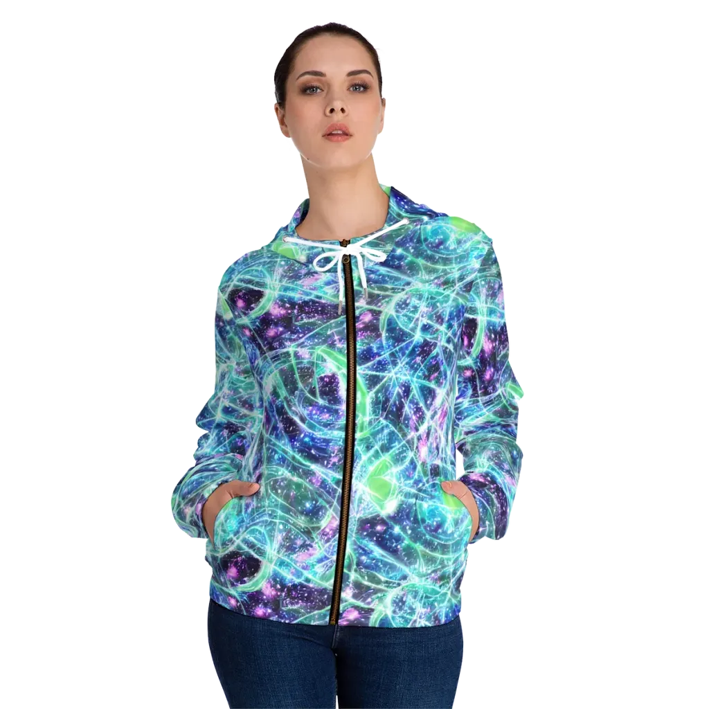 Astral Jungle on Women's Full-Zip Hoodie — Front On Person