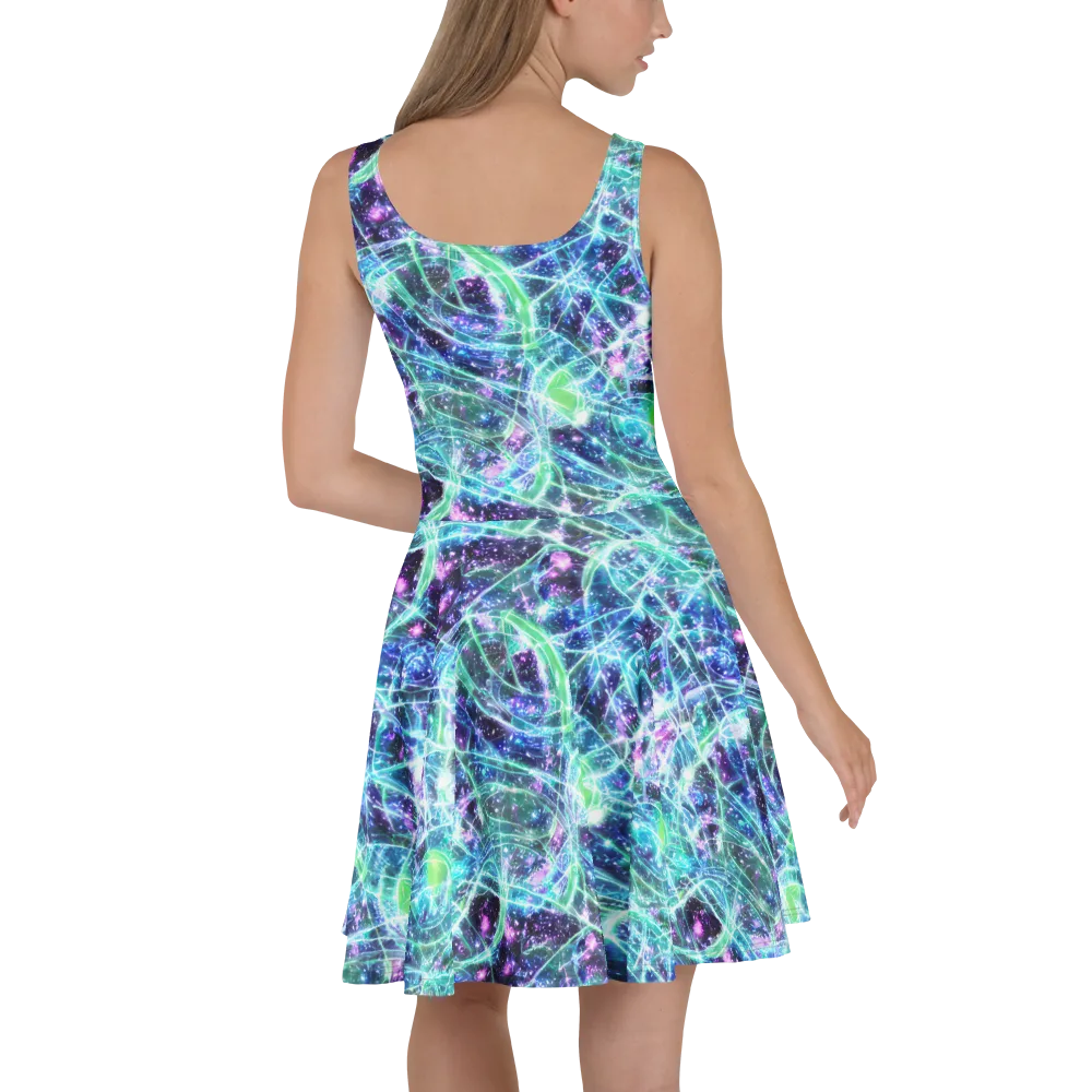 Astral Jungle on Skater Dress — Back