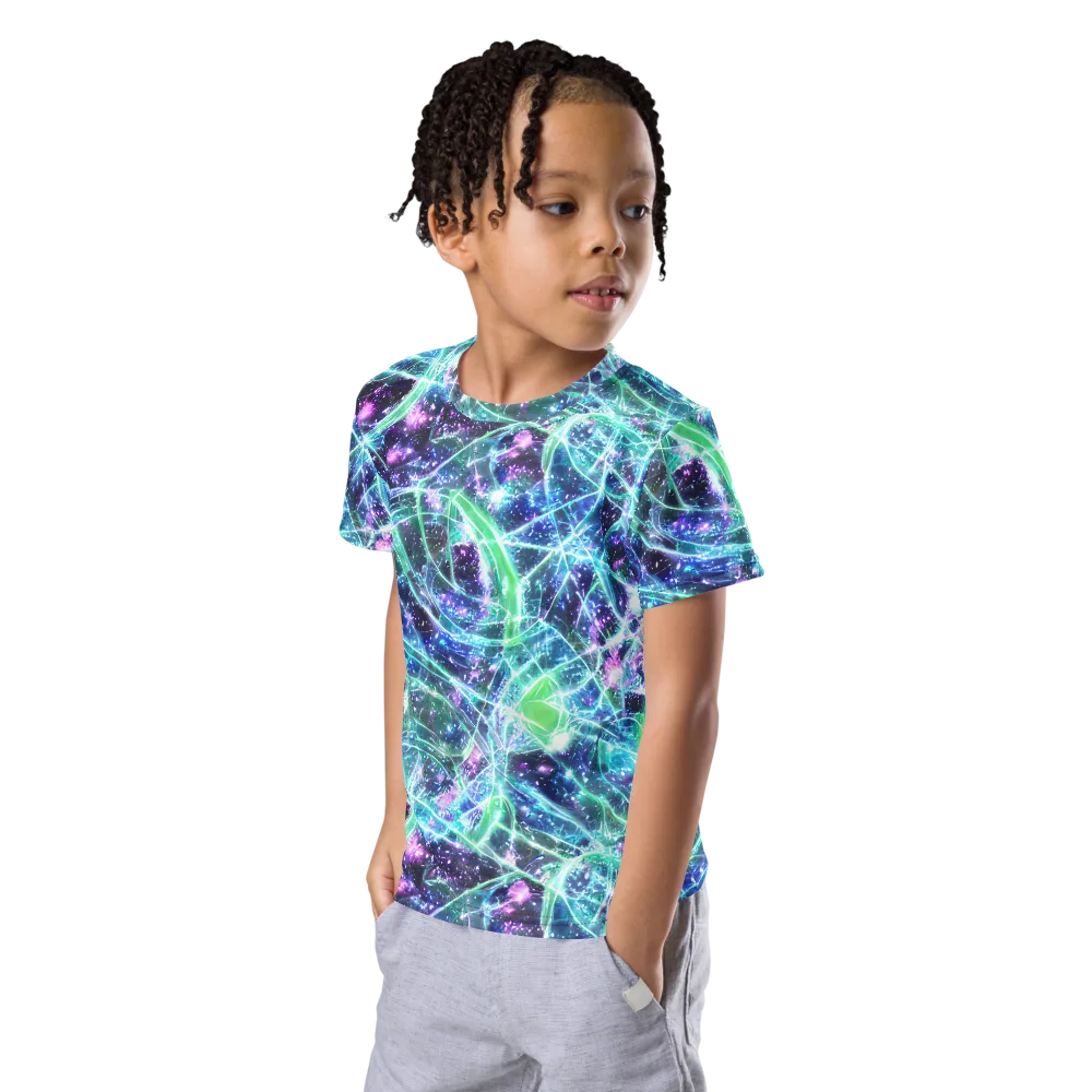 Astral Jungle on Kids Crew Neck T-Shirt — Left Front