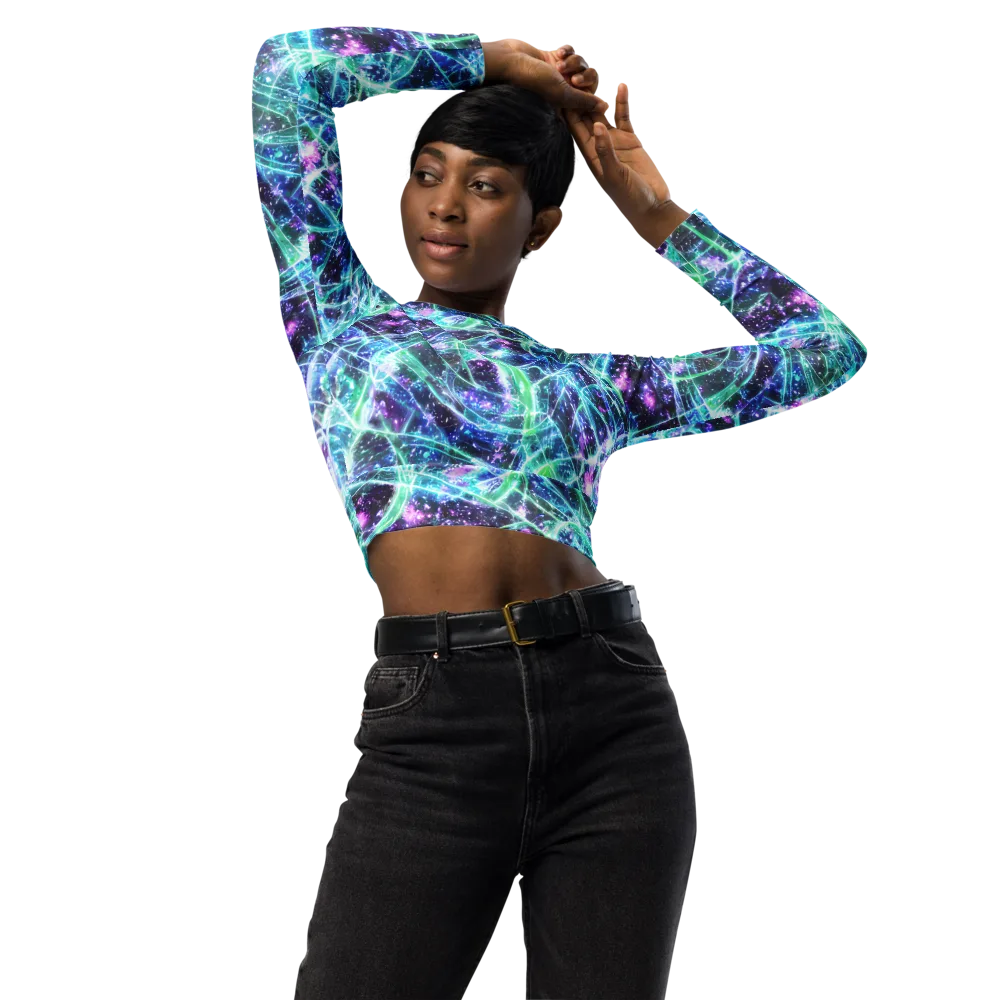 Astral Jungle on Long Sleeve Crop Top — Front