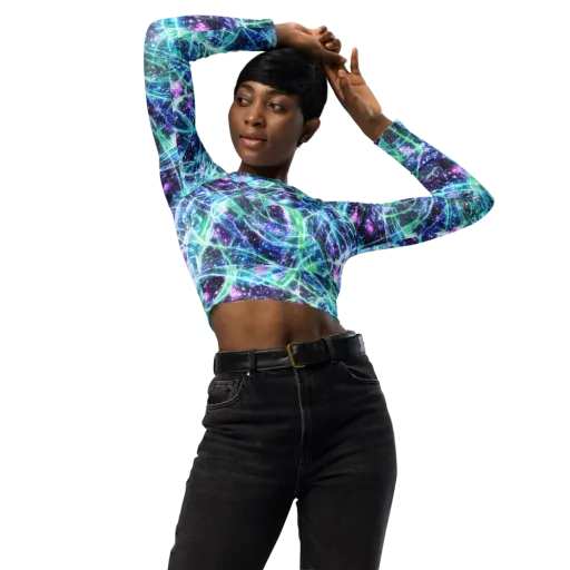 Astral Jungle on a Long Sleeve Crop Top