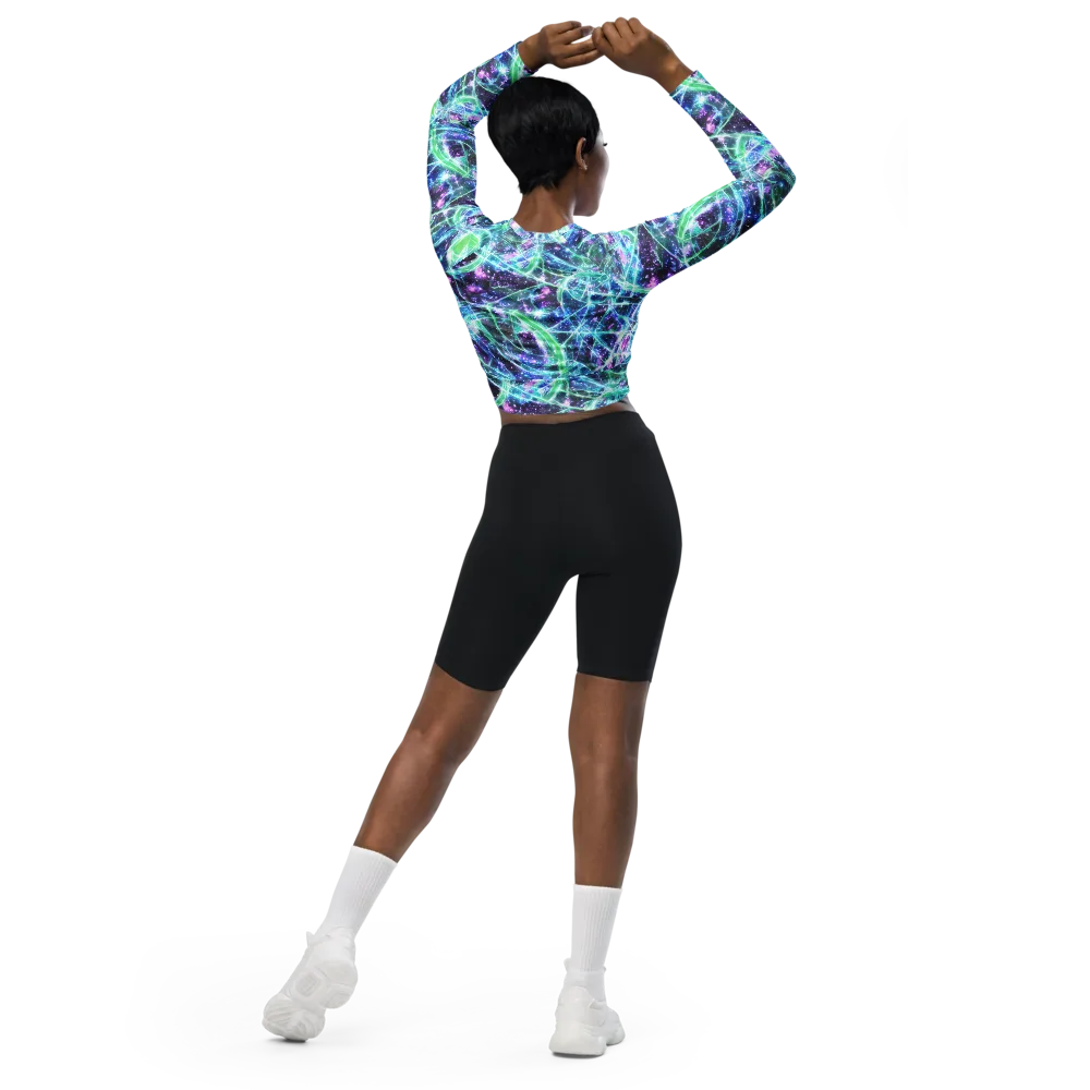 Astral Jungle on Long Sleeve Crop Top — Back
