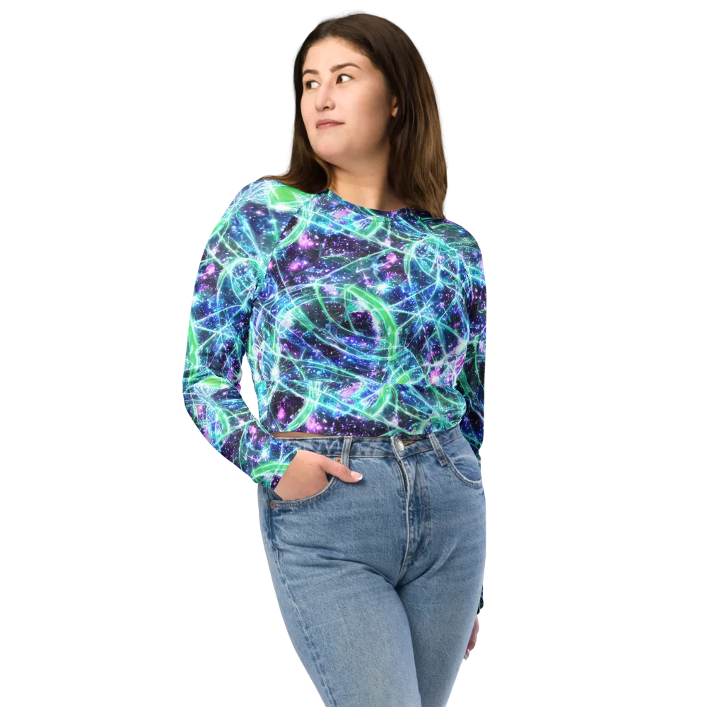 Astral Jungle on Long Sleeve Crop Top — Front