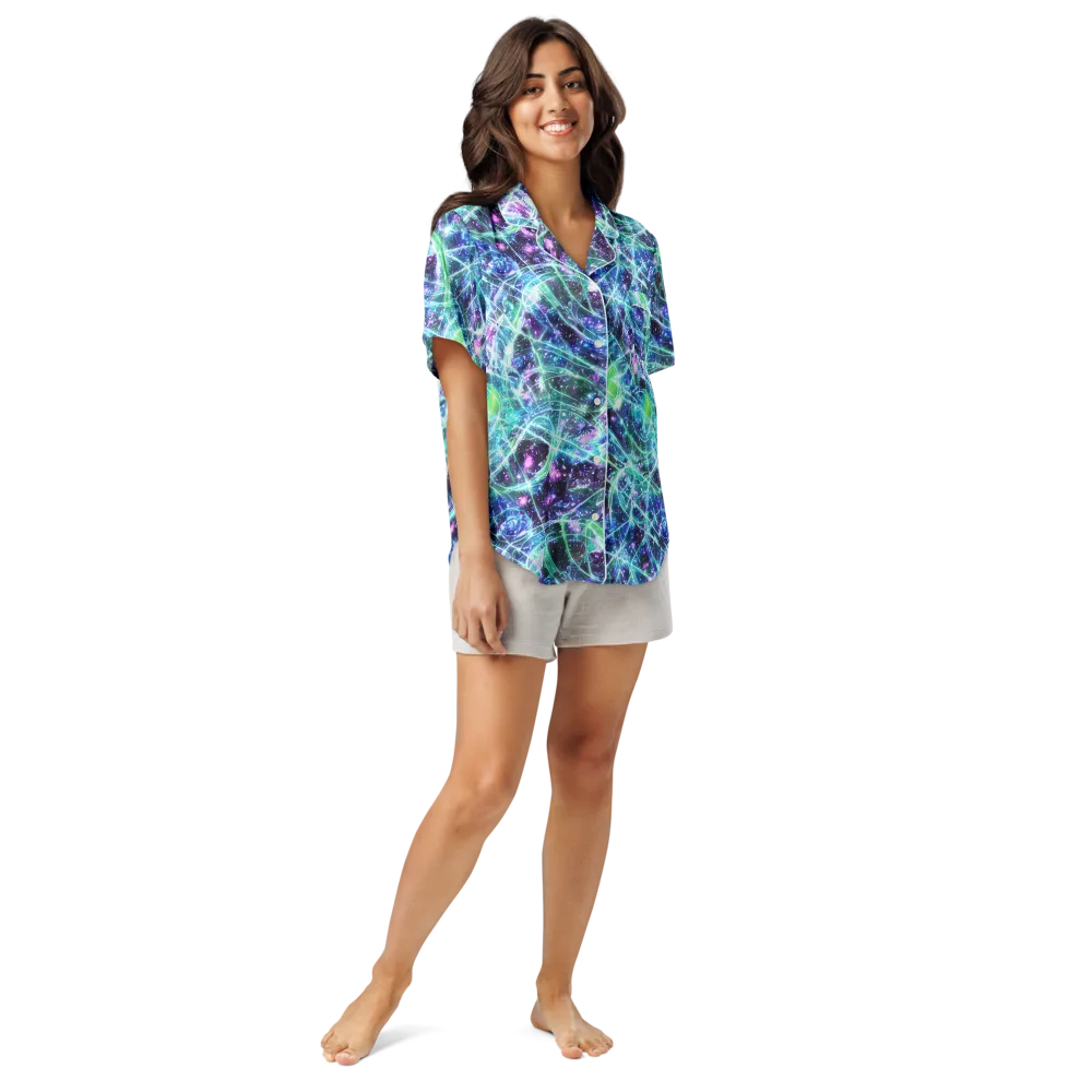 Astral Jungle on Women's Short Sleeve Pajama Top — Front