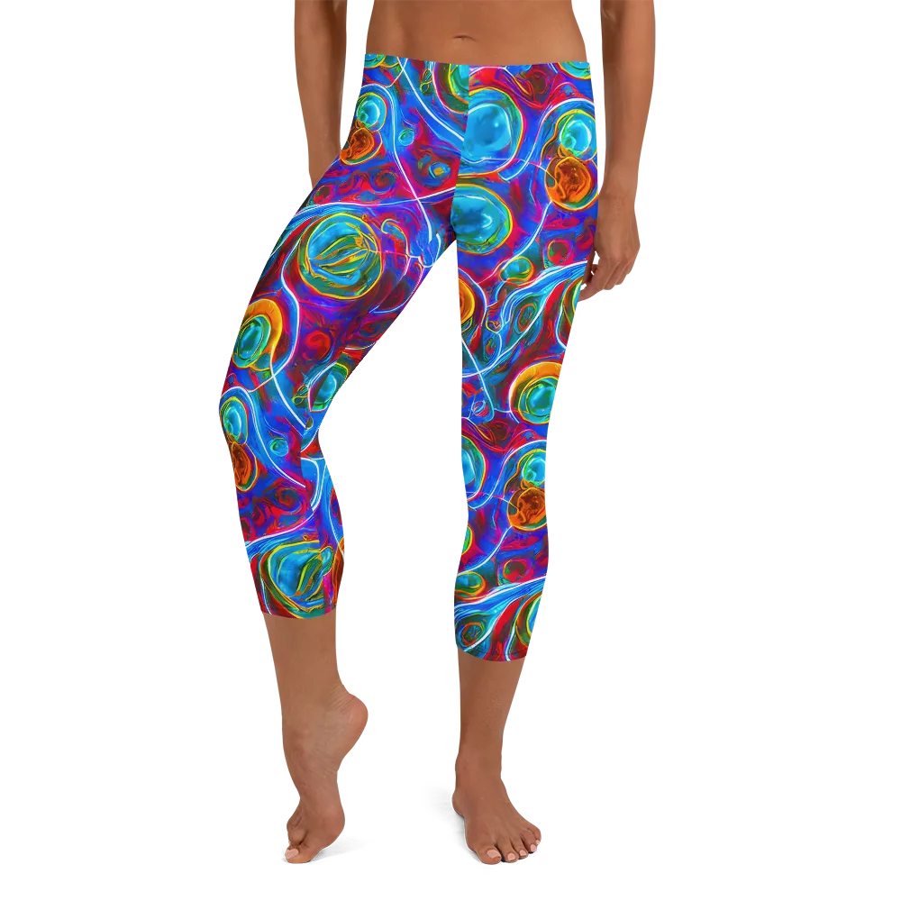 Jewel Nebula on Capri Leggings — Front