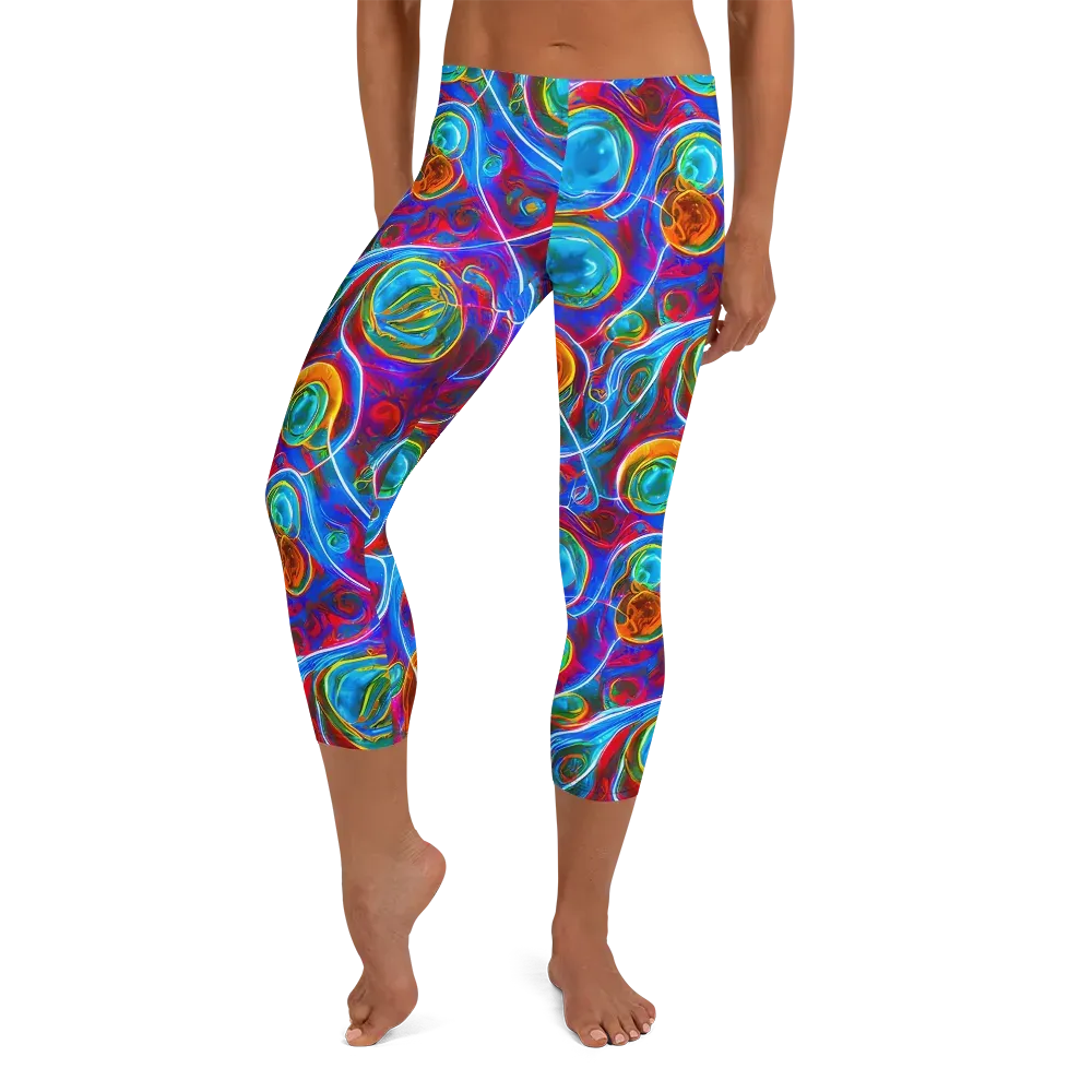 Jewel Nebula on Capri Leggings — Front