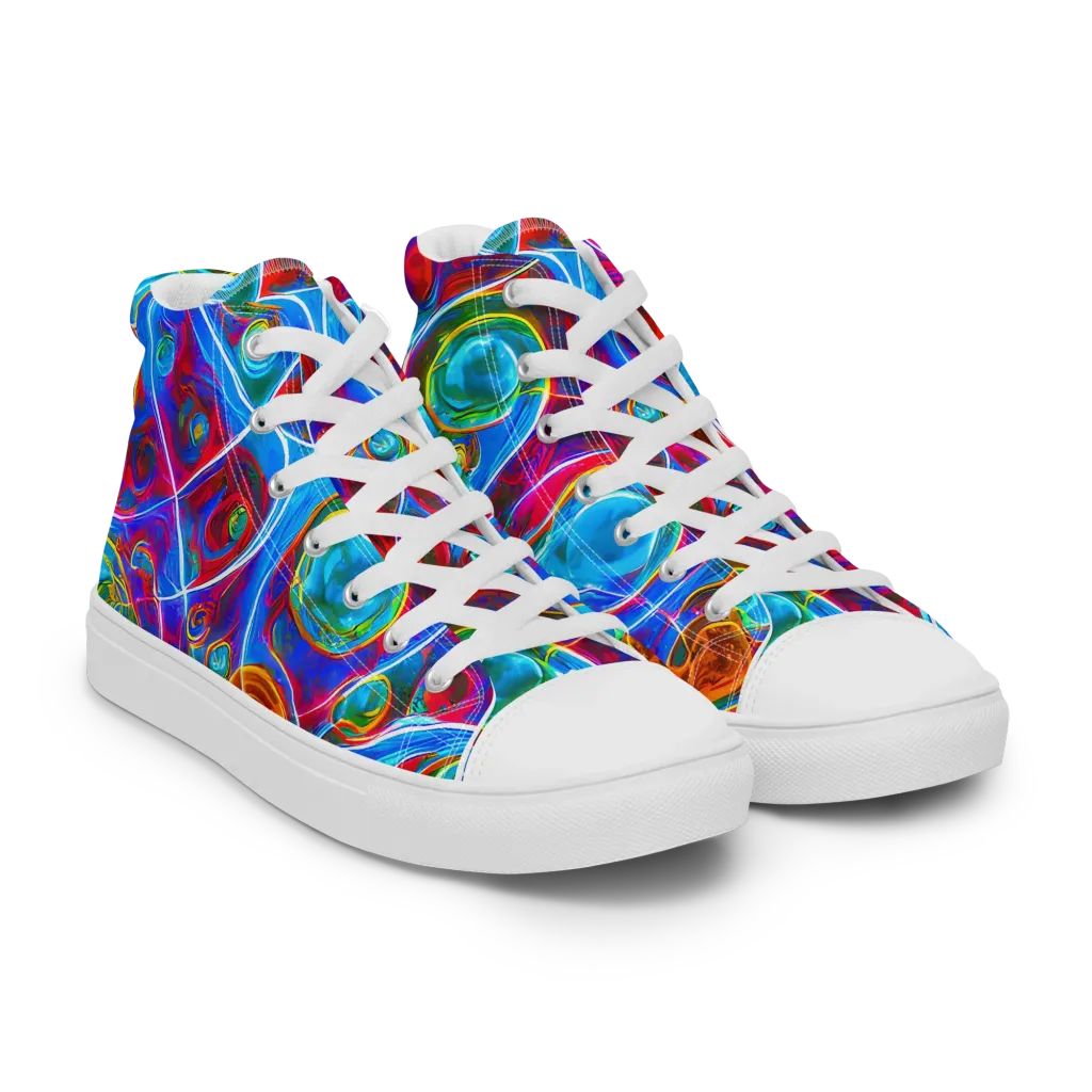 Jewel Nebula on Men's High Top Canvas Shoes — Right Front