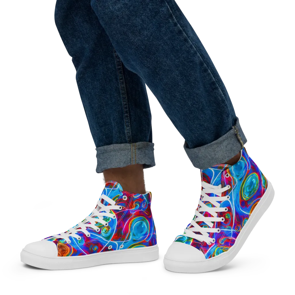 Jewel Nebula on Men's High Top Canvas Shoes — Left