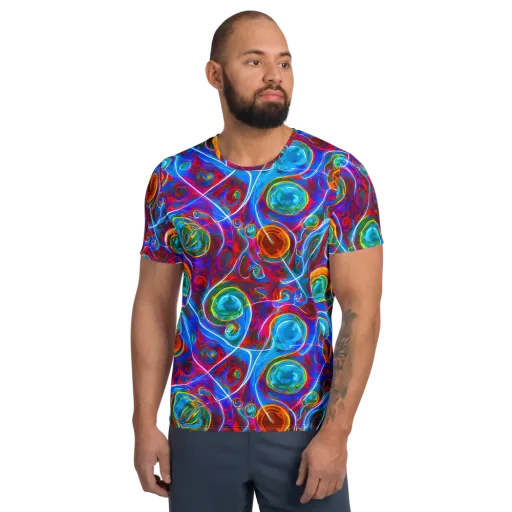 Jewel Nebula on a Men's Athletic T-Shirt