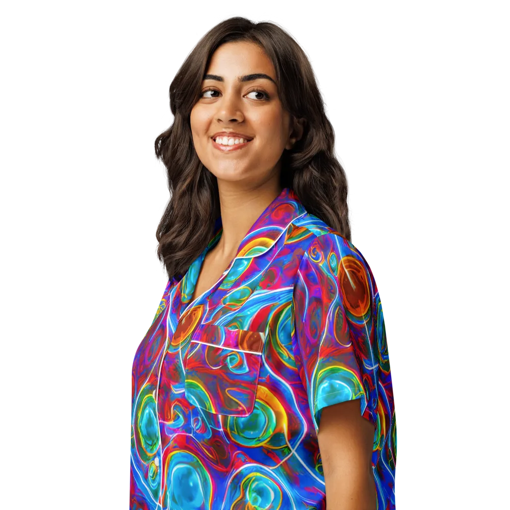 Jewel Nebula on Women's Short Sleeve Pajama Top — Left Front