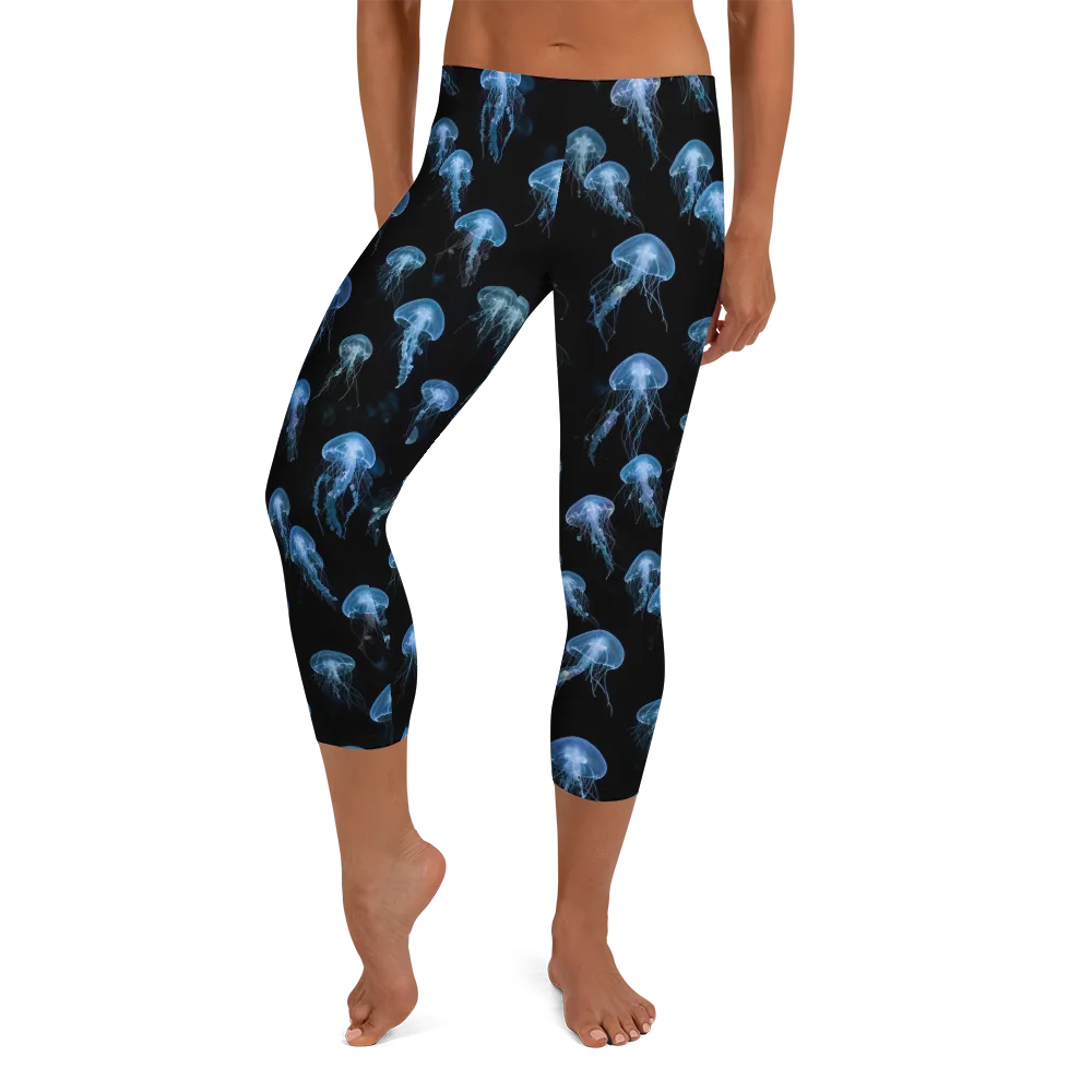 Midnight Drift on Capri Leggings — Front