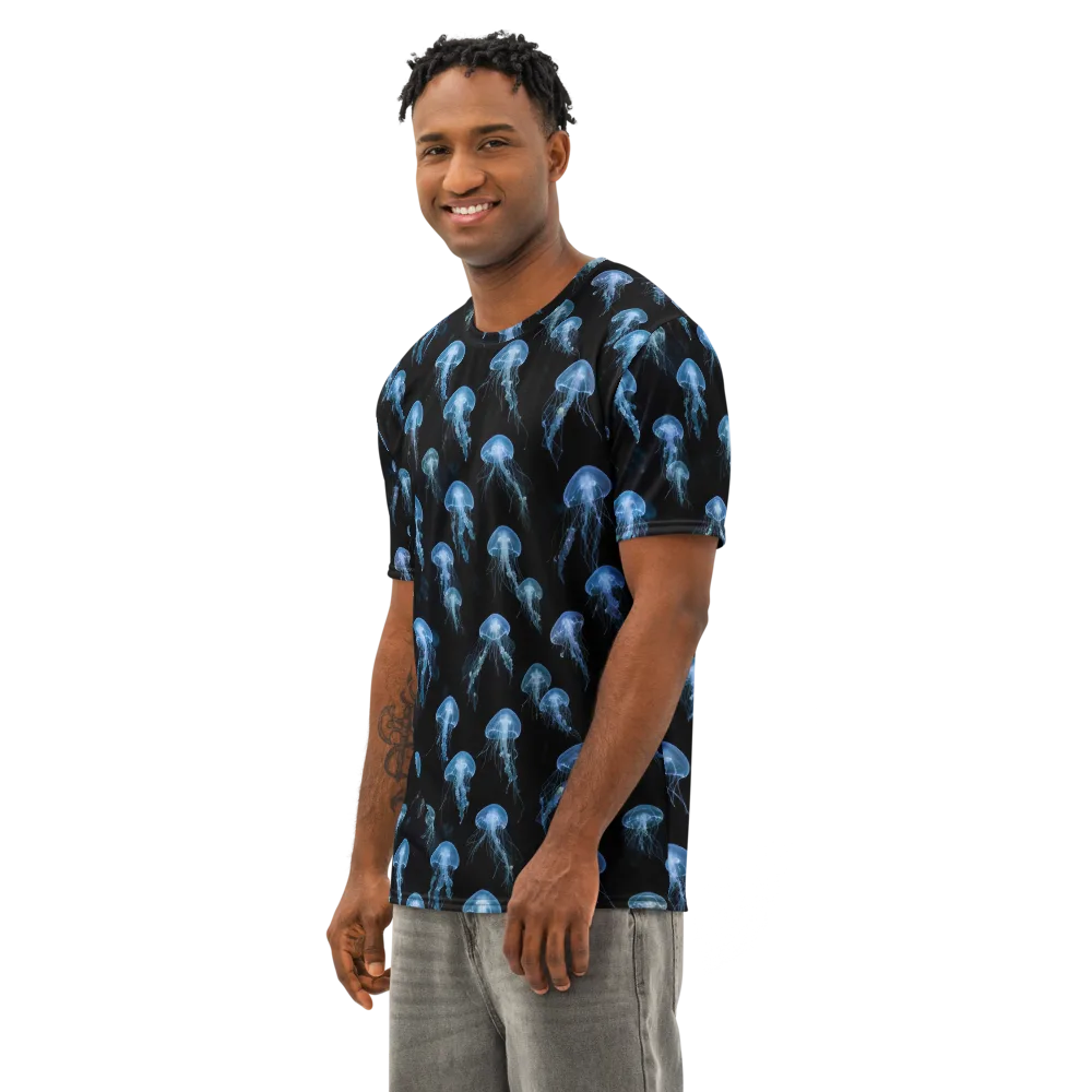 Midnight Drift on Men's Cotton Crew Neck T-Shirt — Left Front