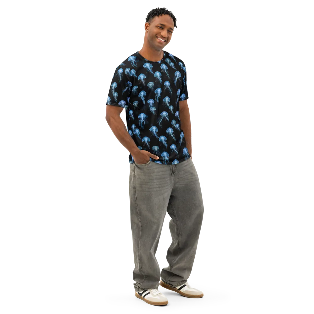 Midnight Drift on Men's Cotton Crew Neck T-Shirt — Right Front