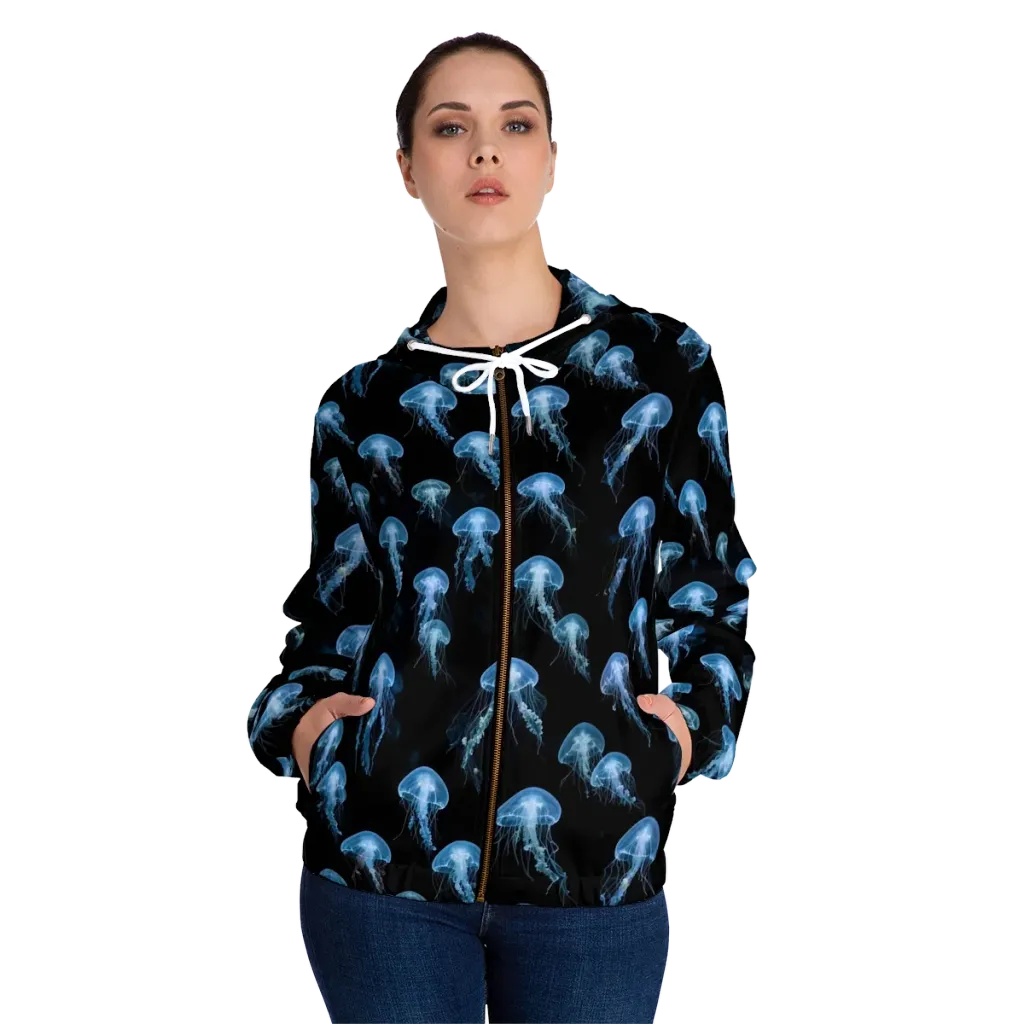 Midnight Drift on Women's Full-Zip Hoodie — Front On Person