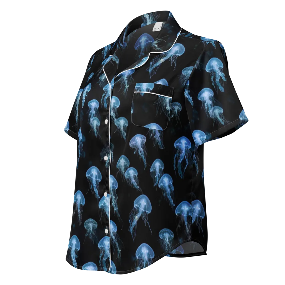 Midnight Drift on Women's Short Sleeve Pajama Top — Left Front