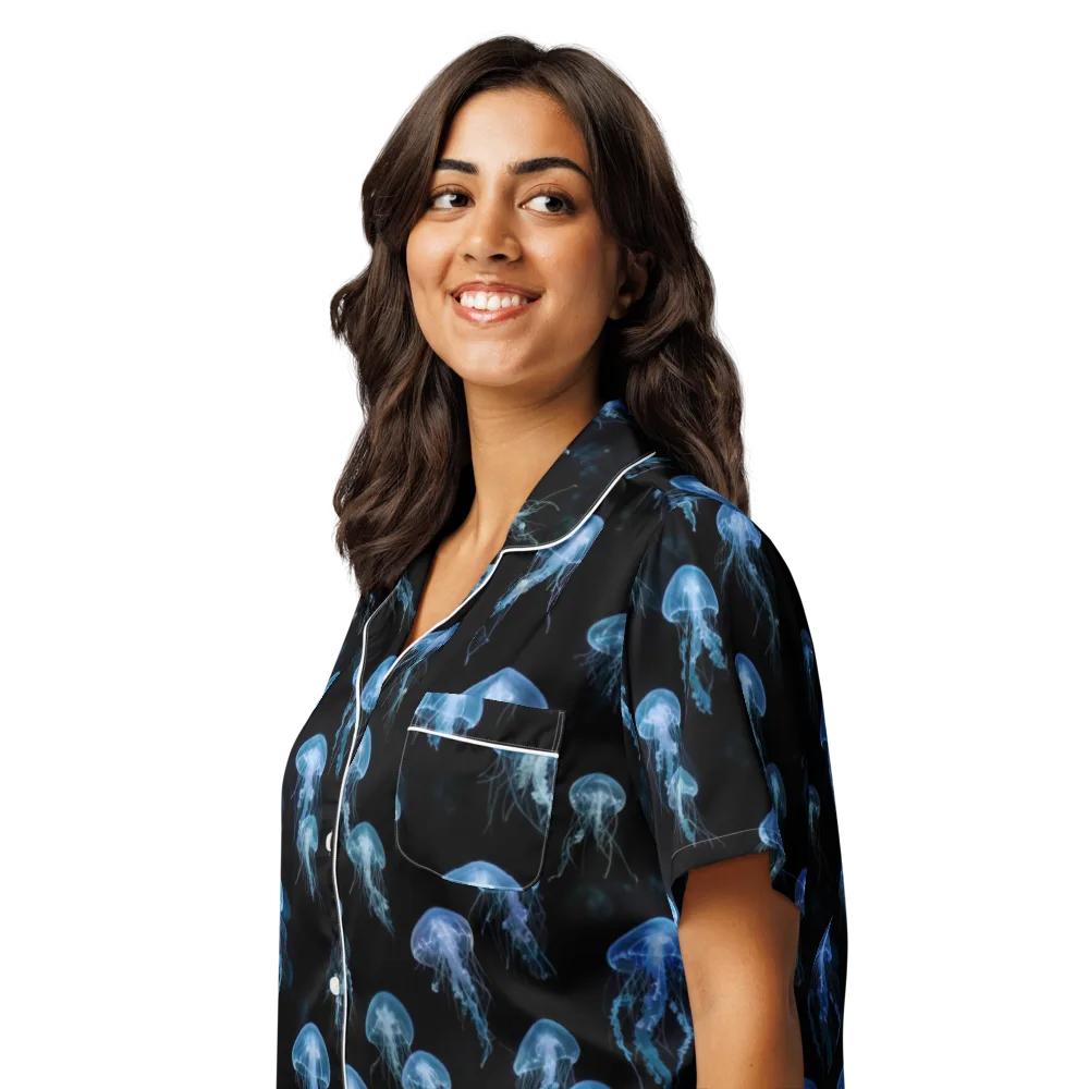 Midnight Drift on Women's Short Sleeve Pajama Top — Left Front