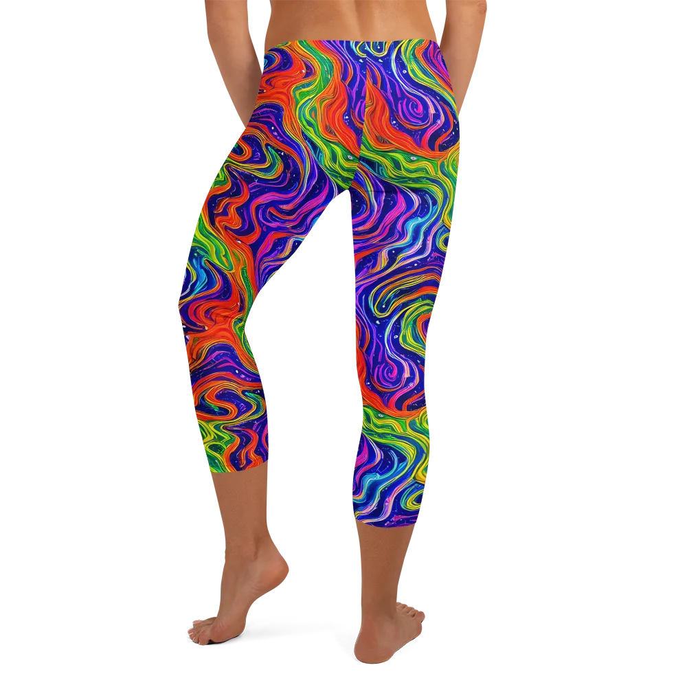 Kaleidoscope Tide on Capri Leggings — Back