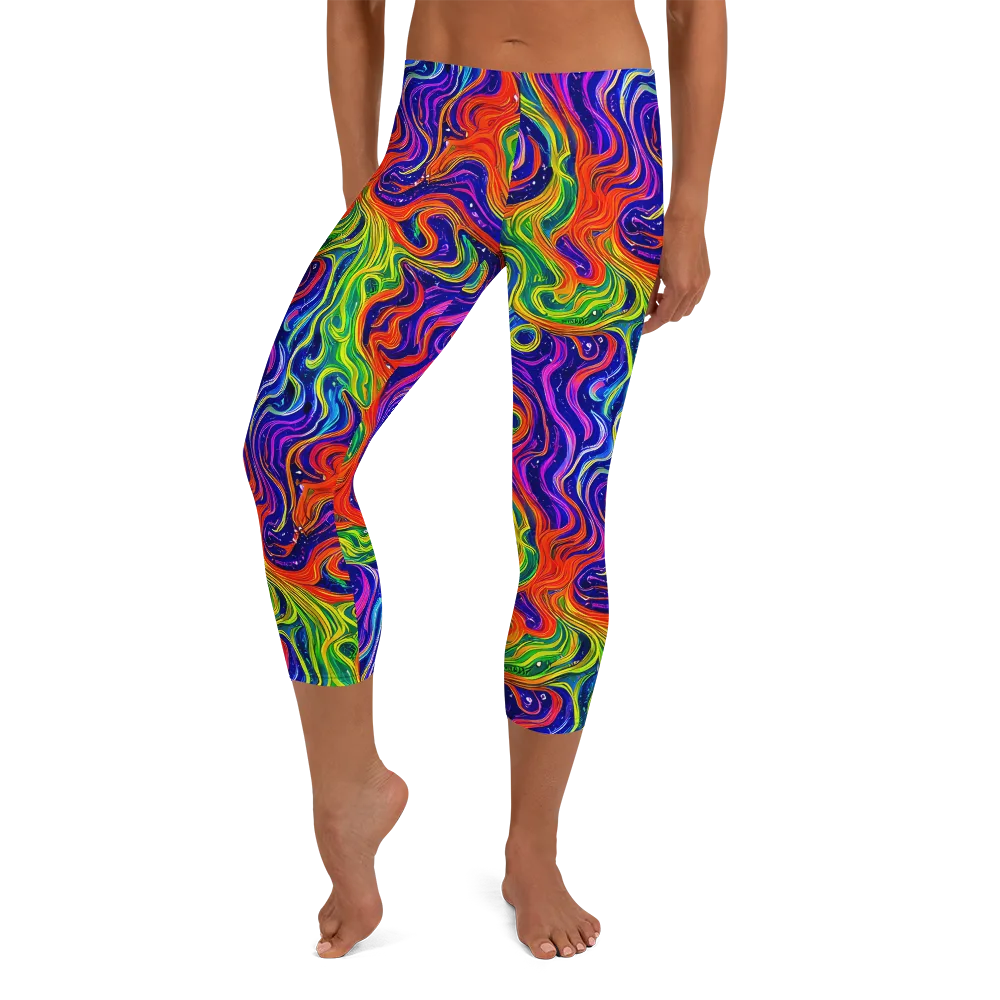 Kaleidoscope Tide on Capri Leggings — Front