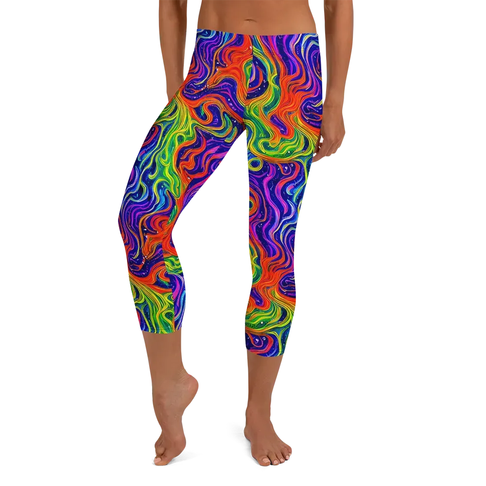 Kaleidoscope Tide on Capri Leggings — Front
