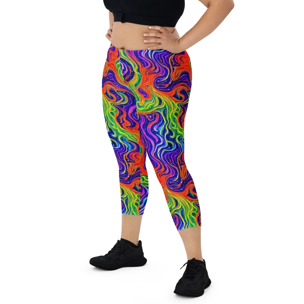 Kaleidoscope Tide on Capri Leggings — Front