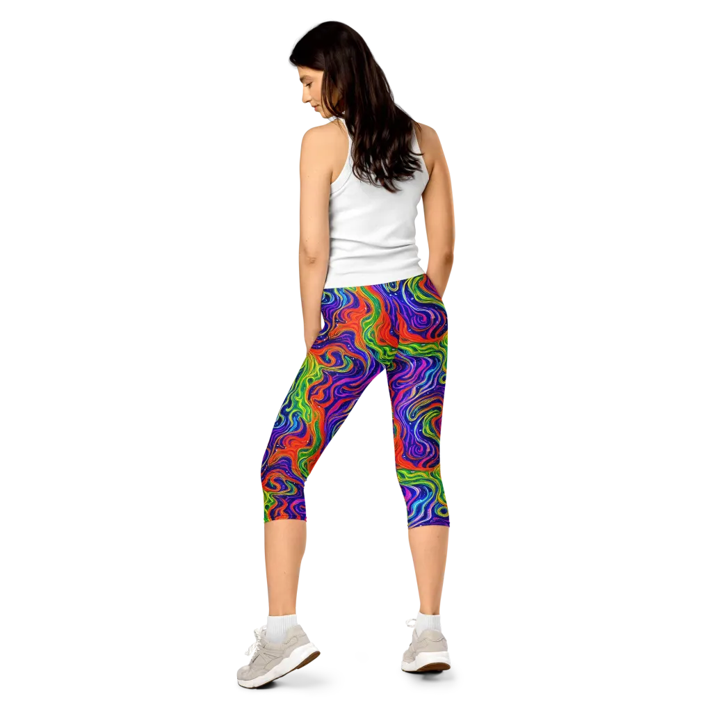 Kaleidoscope Tide on Capri Leggings — Back