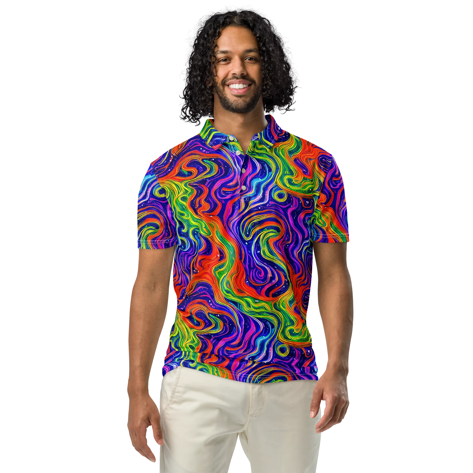 Kaleidoscope Tide on Men's Slim Fit Polo Shirt — Front