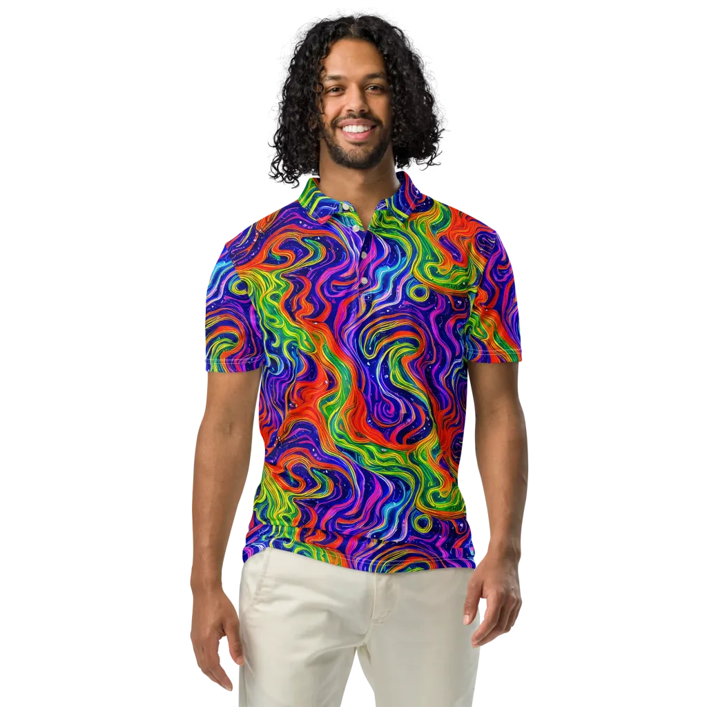 Kaleidoscope Tide on Men's Slim Fit Polo Shirt — Front
