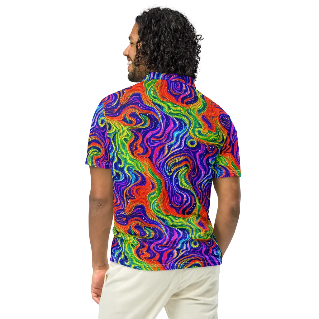 Kaleidoscope Tide on Men's Slim Fit Polo Shirt — Back
